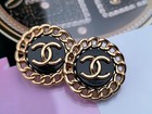 2 Chanel Steel Stamped Cc Black Gold Round Button 20mm Set Of 2