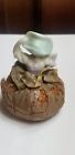 Antique Porcelain Girl German Pin Cushion Half Doll Base Marked Germany