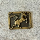 Vintage 1981 Baron Solid Brass Unicorn Belt Buckle Fantasy Equestrian Collection
