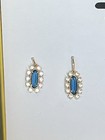 Kendra Scott Glass Blue Emma Framed Pendant Necklace Drop Earrings Set Nib