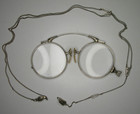 Pair Antique Silver gold Filled Pince-nez Oxford Spectacles Glasses   Chain Jl