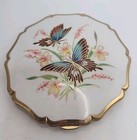 Vintage Stratton England Butterfly   Floral Gold Tone Compact W orig  Powder 