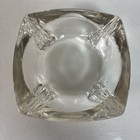 Vintage 3 1 2    Square Clear Glass Ashtray Mcm Retro Art Deco Heavy  4 Slots