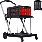 Folding Shopping Cart 198lb Capacity Removable 16gal Basket 2-tier Utility Wagon