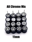10 Sets Variety All Chrome 11mm Real Rider Wheels W  Rubber Tire Set For 1 64