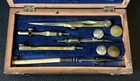 Vintage Antique 5 Piece Engineering Drafting Set In Original Wood Box