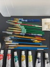 Lot Of Quality Artist Oil   Arcylic Paint Tubes Winston   Liquidex Brushes used