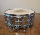 Ludwig No  410 Super-sensitive 5x14  Aluminum Snare Drum With Keystone Badge 60s