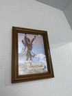 Vintage Foil Print Lithograph M Caroselli    indian Calling Spirit    Framed Signed