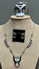 Zuni Leagus Ahiyite 5 Piece Sterling Thunderbird Necklace Earring Bracelet Ring 