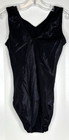 Gk Elite Axs Gymnastics Dance Leotard Adult Xs Solid Black Foil Tank