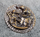 Vintage Antique Metal Picture Button Mother Feeding Child