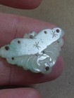 Chinese White Jadeite Jade Carved Butterfly Fan Pendant Loose Jewelry Bead Charm
