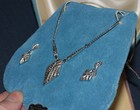Vintage Theda Marcasite Sterling Silver Necklace   Earrings Set Rhodium Plated