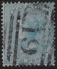 Mauritius Qv 2d  Pale Blue Scott 33 sg 59  Wmk Ccc  P  14  Barred    19    Cxl a4926