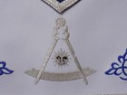 Past Master Masonic Apron Silver Bullion W out Square Satin Pocket New 