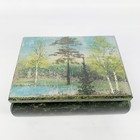 Solid Marble Natural Stone Trinket Keepsake Jewelry Box Hinged Painting Vintage