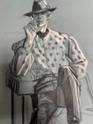 Original Pencil Drawing-    man Smoking Cigarette   - Unsigned