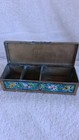 Vintage Antique Chinese Cloisonne Enamel Brass Floral Stamp Trinket Pill Box
