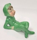 Vintage Green Laughing Pixie Elf Japan Porcelain Figure Christmas Decor
