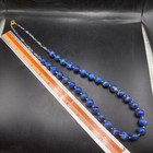 Beautiful Near Eastern Old Blue 12mm Lapis Lazuli Stone Beads Necklace 