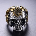 Jude Stainless Steel Gothic Skull Vintage Masonic Biker Ring Silver   Gold 5
