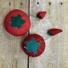 Tomato Strawberry Cloth Pincushion Lot Of Two Craft Sewing