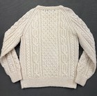 Vintage Round Tower Irish Handknit Aran Fisherman Cream Wool Sweater Ireland 40