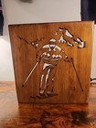 Vintage Ski Wall Art Cabin Lodge Skier On Mountain Wood Carving 9  X 10 