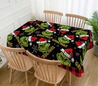 60x104 Inch Merry Christmas Tablecloth Green Elf Winter Holiday Party Decor