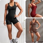 Women Fitness Sports Jumpsuit Gym Yoga Pants Stretch Criss-cross Back 3 Colors