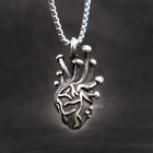 New Stainless Steel Mens Anatomical Real Human Heart Pendant Necklace Gift