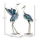 Outsunny 2pcs Heron Garden Statues Metal Yard Art Bird Sculptures  Blue