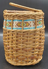 Vintage Oval Wicker Cloth Line Handled Basket