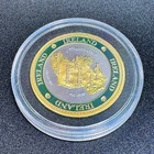 Blarney Castle Ireland Souvenir Coin Gold Silver Tone Map Ireland Green Enamel