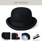 Mens Bowler Hat 100  Wool Womens Derby Hats With Feather Costume 7 1 8 Black