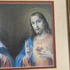 Vtg Sacred Heart Jesus   Mary Framed Print Religious Art Gold Ornate Christmas