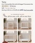 Babyletto Yuzu 8 In 1 All Stage Crib Washed Natural  White- M23401nxw