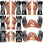 12sheets Large Henna Stencils Tattoo self Adhesive Tattoo Template women Girls  