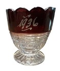 Vintage Ruby Flash Glass Souvenir Cup  Toothpick Holder   Mother 1936 2   t  1 5   w