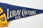 Vintage 1939 Luray Caverns  Va Pennant 18  X 7  Blue Yellow Felt Souvenir 