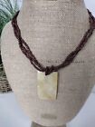 Vtg Tribal Oceanic Papua New Guinea Square Shell 3 Strand Necklace Shellclasp