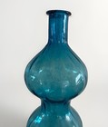 Empoli  Blue Optic  Triple Gourd Art Glass Decanter Italian Mcm 1960s