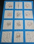 Vintage Hand Stitched  now I Lay Me Down To Sleep  Embroidered Baby Quilt 52x38