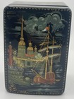 Vintage Russian Lacquer Box St Petersburg Hand Painted Signed Papier-mache Coa