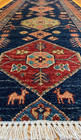 Handmade Navy Blue Runner Rug Wool Tribal Vintage Hallway Carpet Custom Size