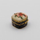 Vintage Cloisonne Petit Point Pill Box Heart Shaped Enamel Floral Trinket Case