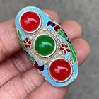China Antique Tibetan Old Collection Ring Jewelry Inlay Gem Men Woman Gift Ring