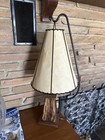 Vintage Mcm Primitive Metal Wood Iron Hook  Table Lamp Rare Find