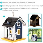 9 25 In Wooden Cozy Home Birdhouse With Solar Led Light - Blue By Sunnydaze